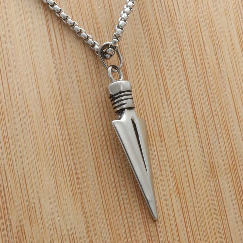 Punk Arrow Pendant Necklace for Men - Titanium Steel Dart Design by Planderful