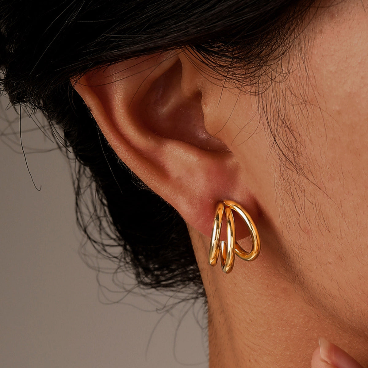 Modern Gold-Tone Stainless Steel Earrings