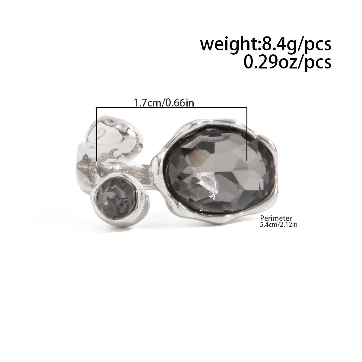Planderful Zircon Ring Open Ring Pink Spice Girl Style For Bold Women Statement Hand Jewelry