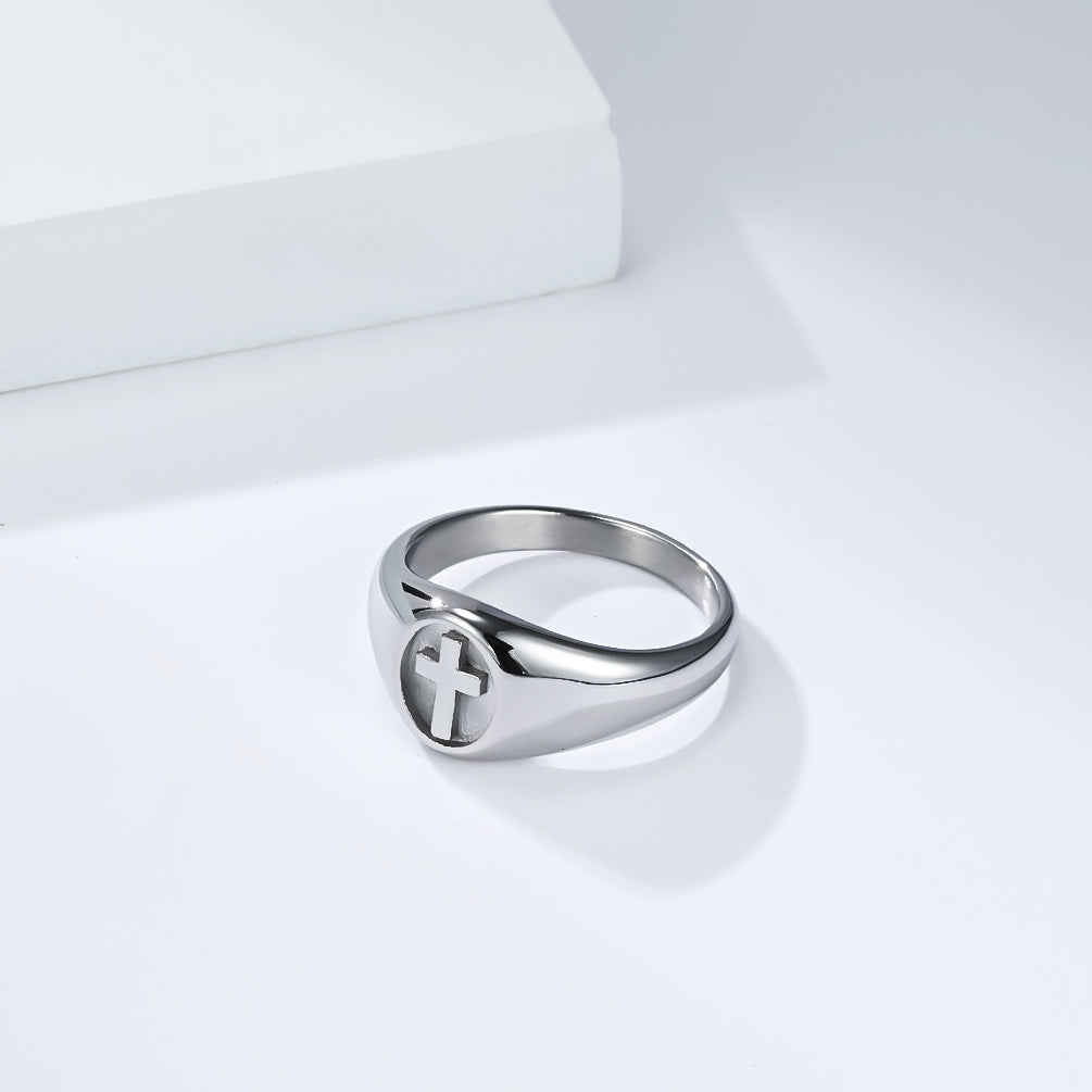 Steel Ring - Minimalist Cross Ring
