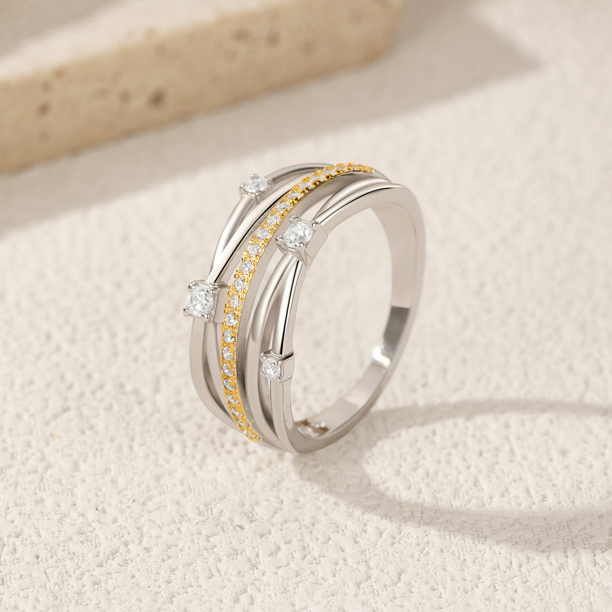 925 Sterling Silver Two-Tone Interwoven Ring