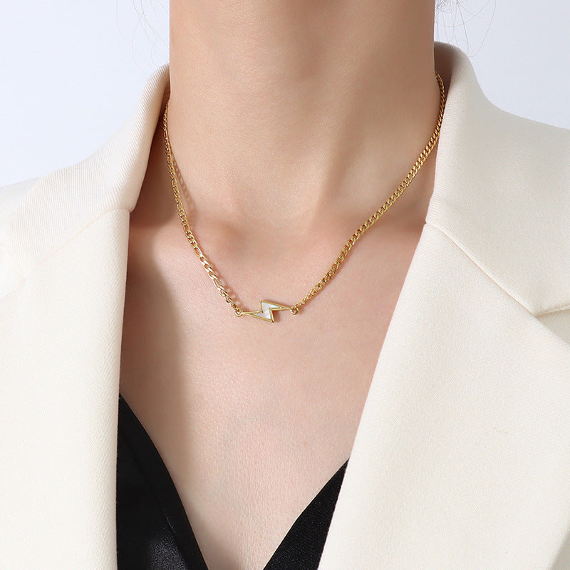 Elegant Gold-Plated Lightning Necklace with White Seashells
