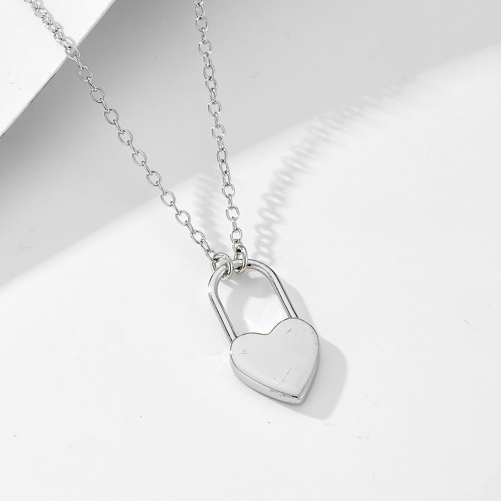 Planderful Sterling Silver Love Lock Necklace For Women Minimalist Geometric S925 Light Luxury Collarbone Chain