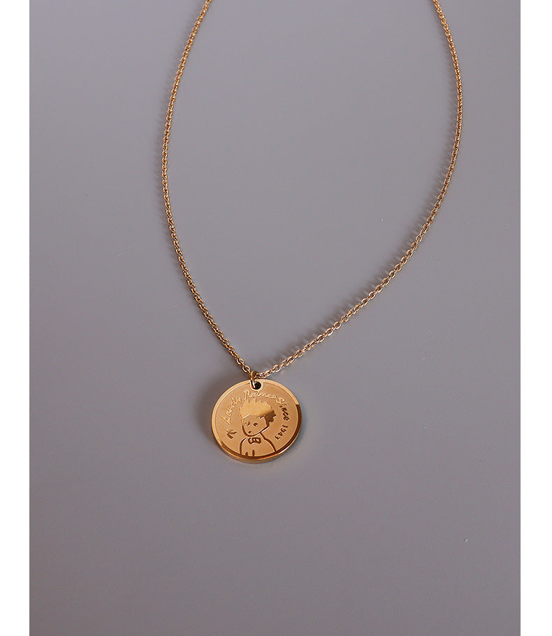 Regal Golden Prince Pendant Necklace with Retro Charm