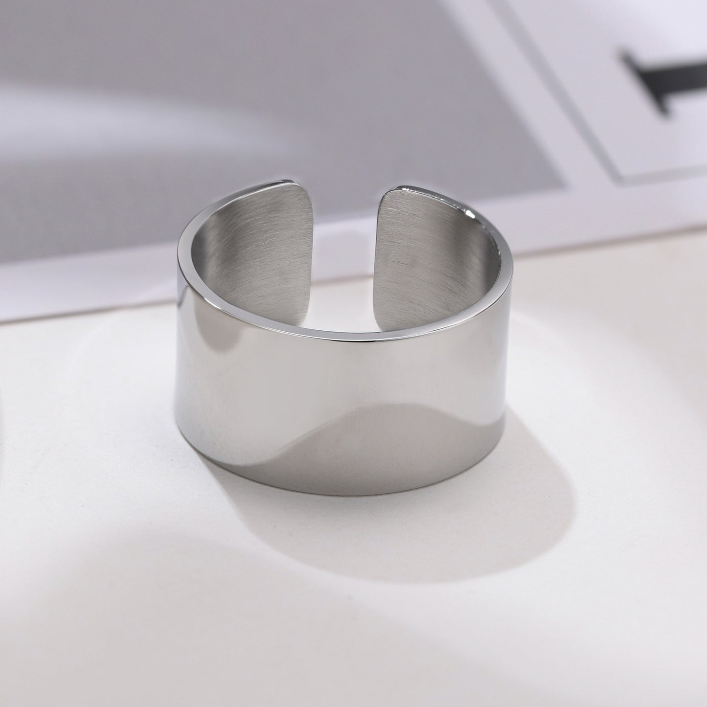 Stainless Steel Bare Body Plain Opening Adjustable Ring Steel Color for Men and Women Jewelry Wholesale
