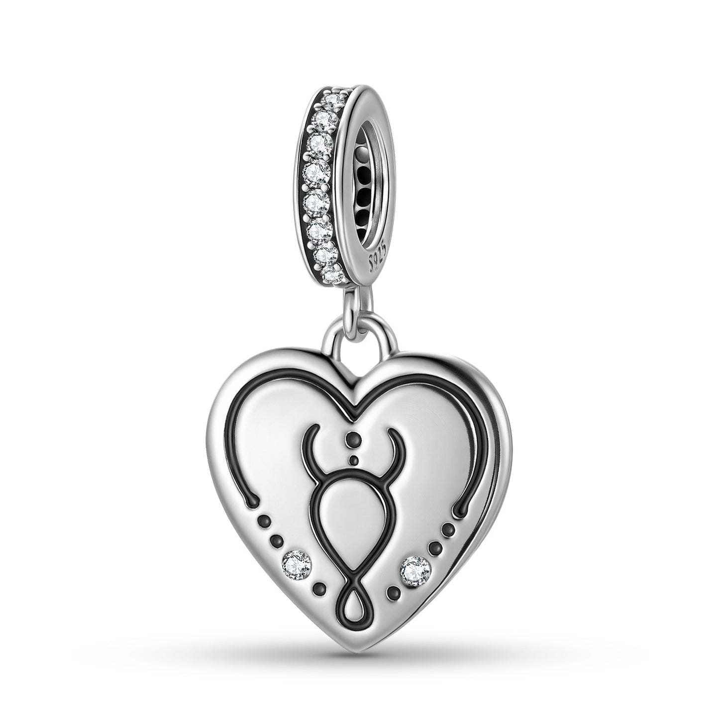 Planderful Jewelry Sterling Silver Heart Shape Zodiac Pendant With Zircon Necklace
