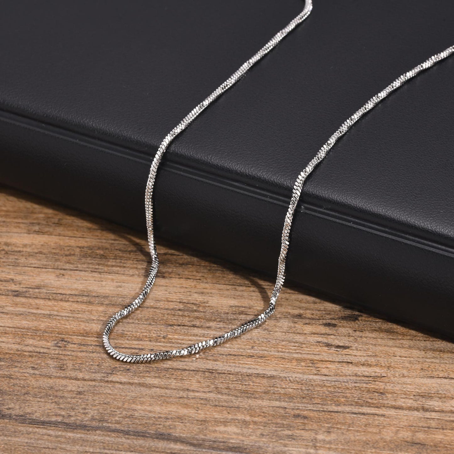 Men's Stainless Steel Twisted Square Snake Bone Chain Necklace
