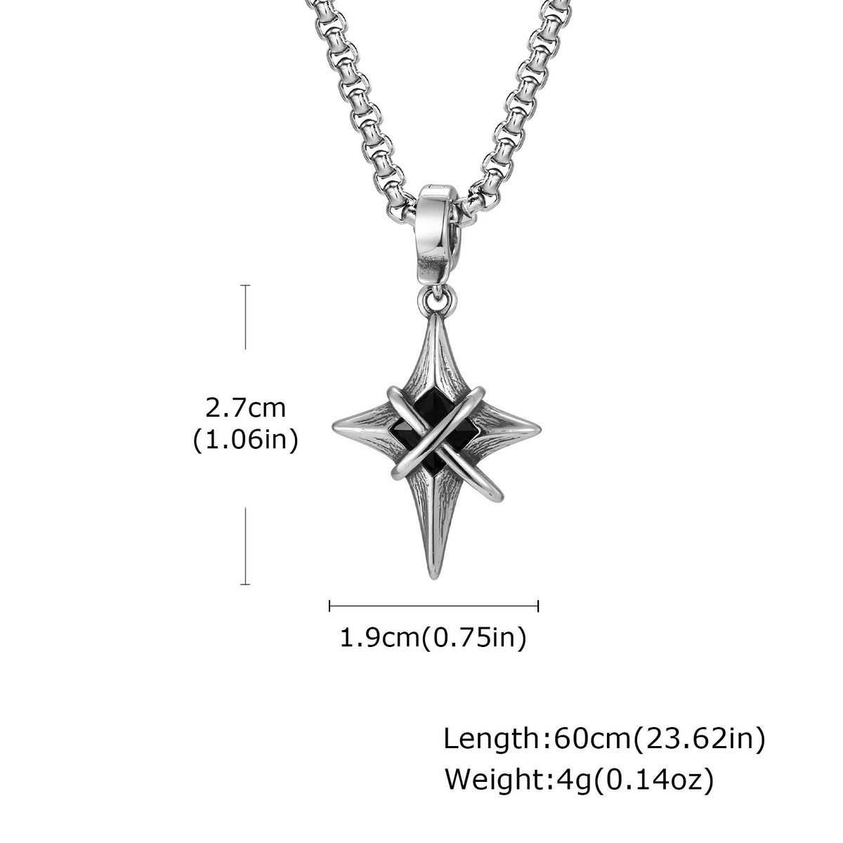 Zircon Black Stainless Steel Pendant