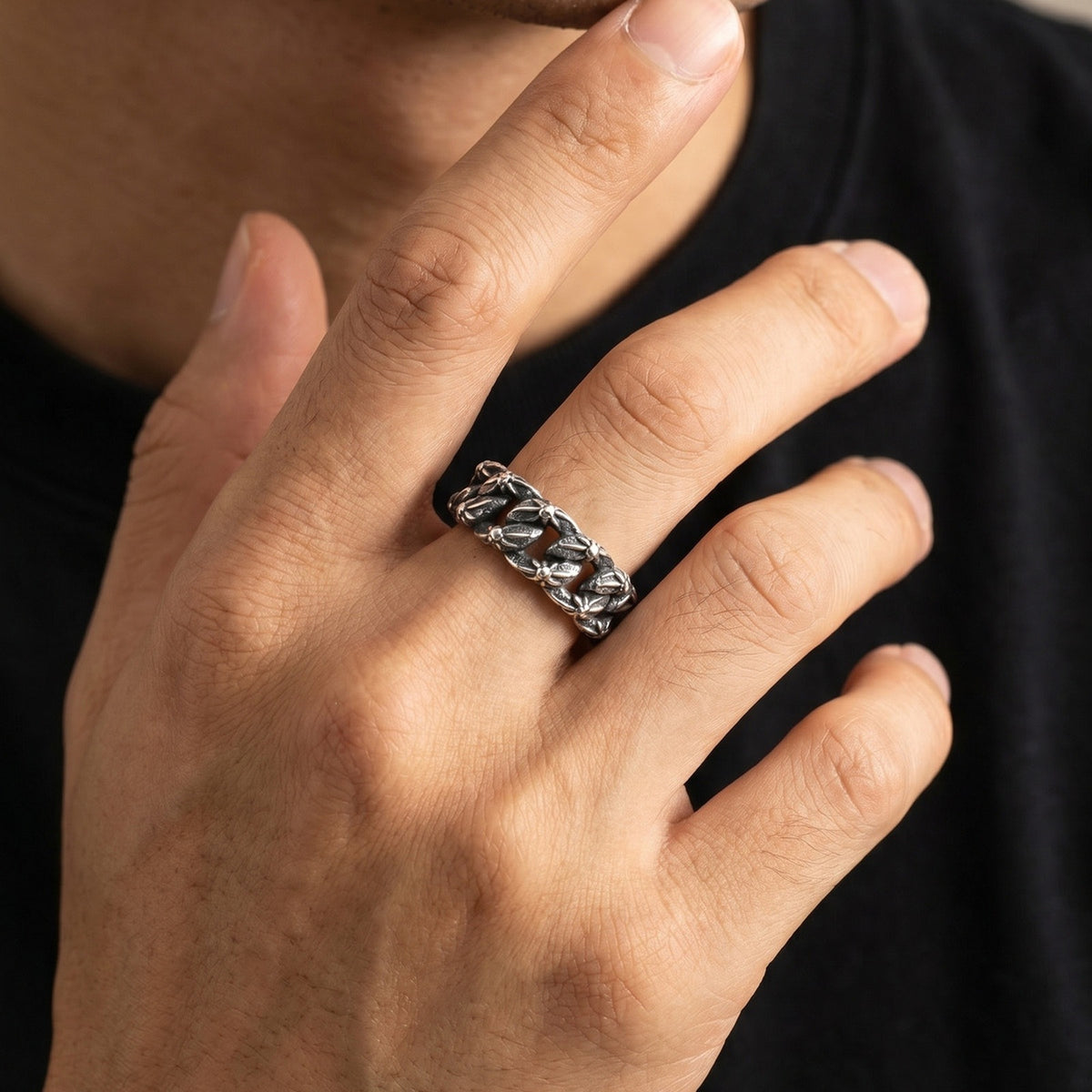 Men's Stainless Steel Woven Stacked Wearing Couple Gifts Daily Style Cold Wind Cool Ring