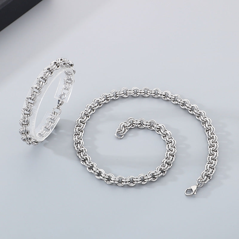 Stainless Steel Double Circle O Chain Bracelet Unisex
