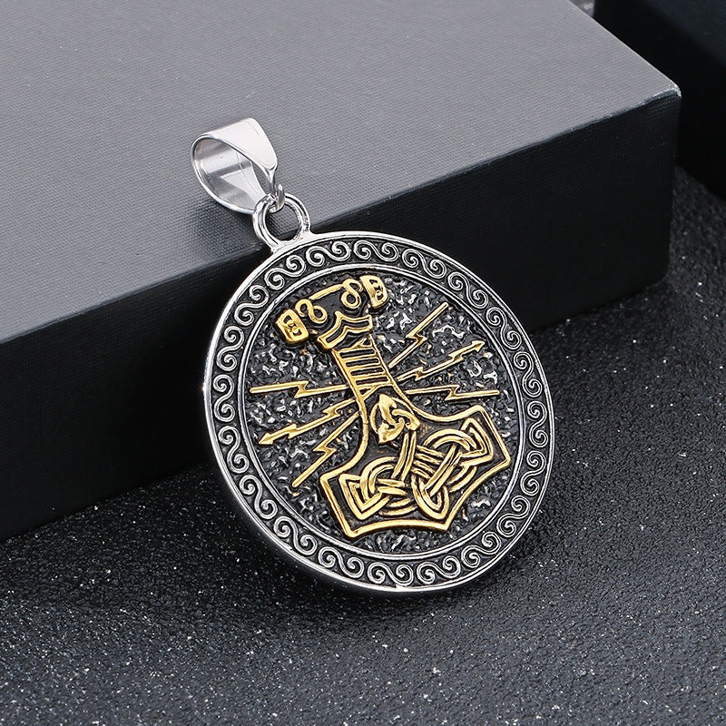 Planderful Viking Rune Pendant Double Sided Thor Hammer Men