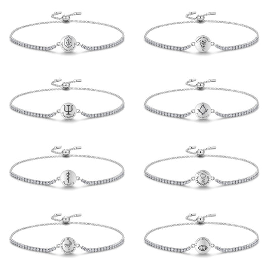 Planderful Jewelry Sterling Silver Zircon Bracelet Adjustable Length For Elegant Everyday Wear