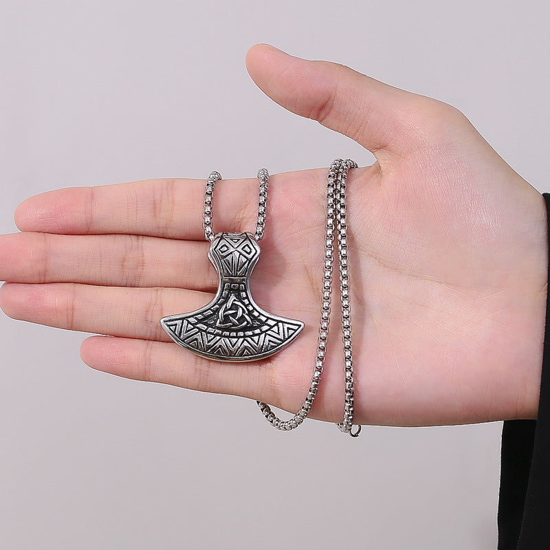 Steel Necklace - Statement Nordic Viking Battle Axe