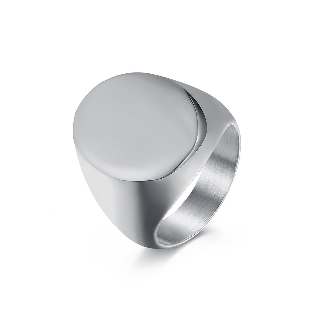European and American Simple Large Smooth Seal Titanium Steel Ring Jewelry for Men