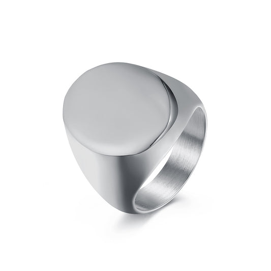 European and American Simple Large Smooth Seal Titanium Steel Ring Jewelry for Men