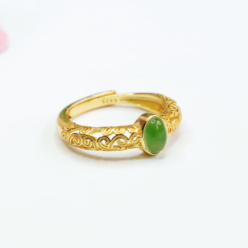 925 Sterling Silver Hetian Jasper Cloud Ring