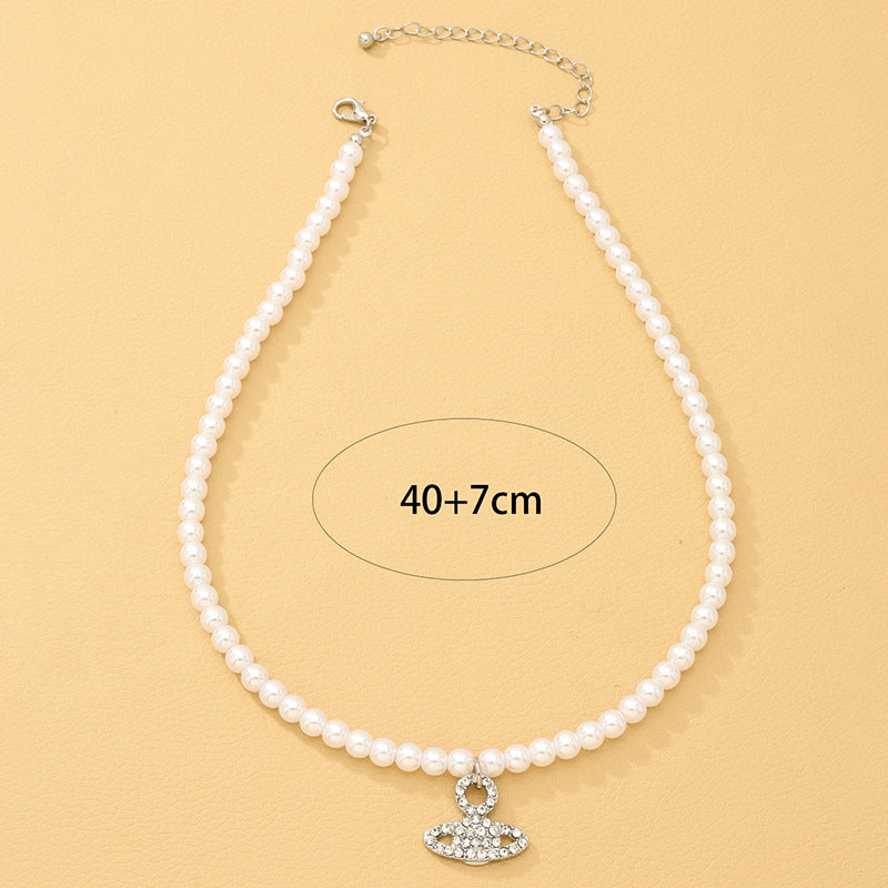 Stylish Vienna Verve Pearl Planet Necklace for Women in Metal - Wholesale Accessory