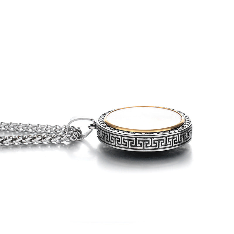 Titanium Steel Necklace – Elegant Chinese Style Wutai Mountain Longwuye Lucky Item