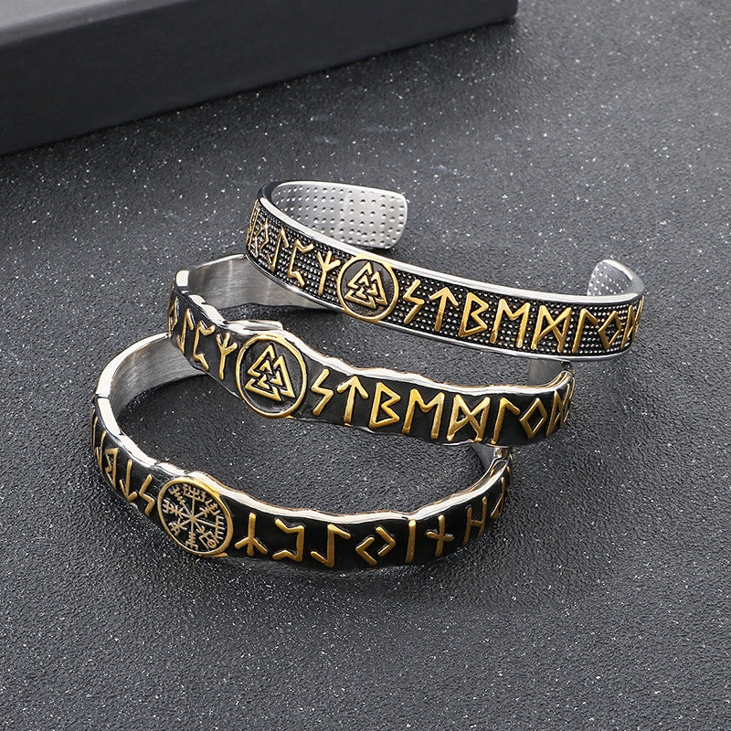Planderful Odin Rune Bracelet Open For Men Stainless Steel