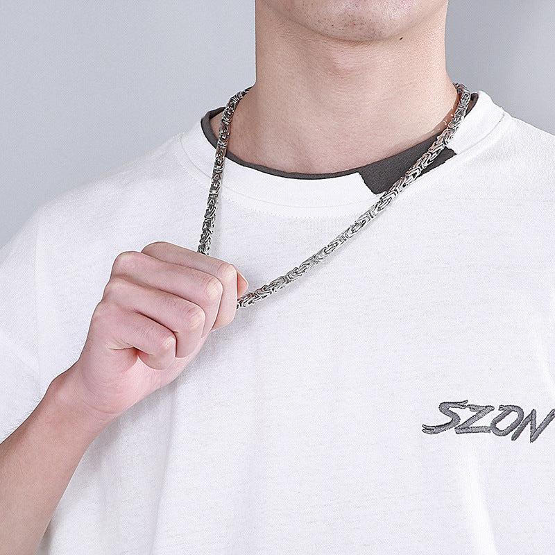 Rock Hip-Hop Emperor Chain, Street V-Shaped Woven Men's Titanium Steel Necklace Bracelet