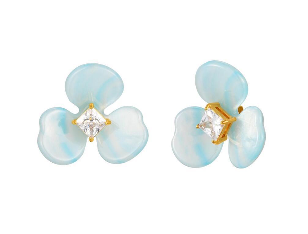 Stainless Steel Zircon Floral Earrings