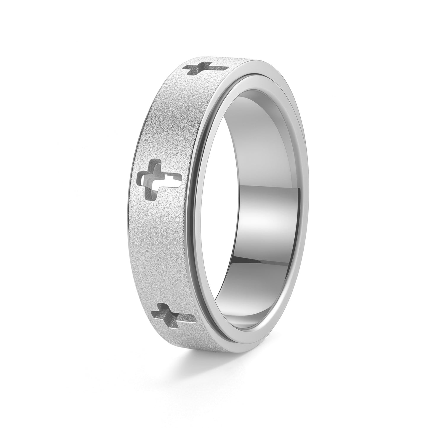 Planderful Everyday Genie Rotatable Matte Cross Ring for Unisex Anxiety Relief Decompression Ring