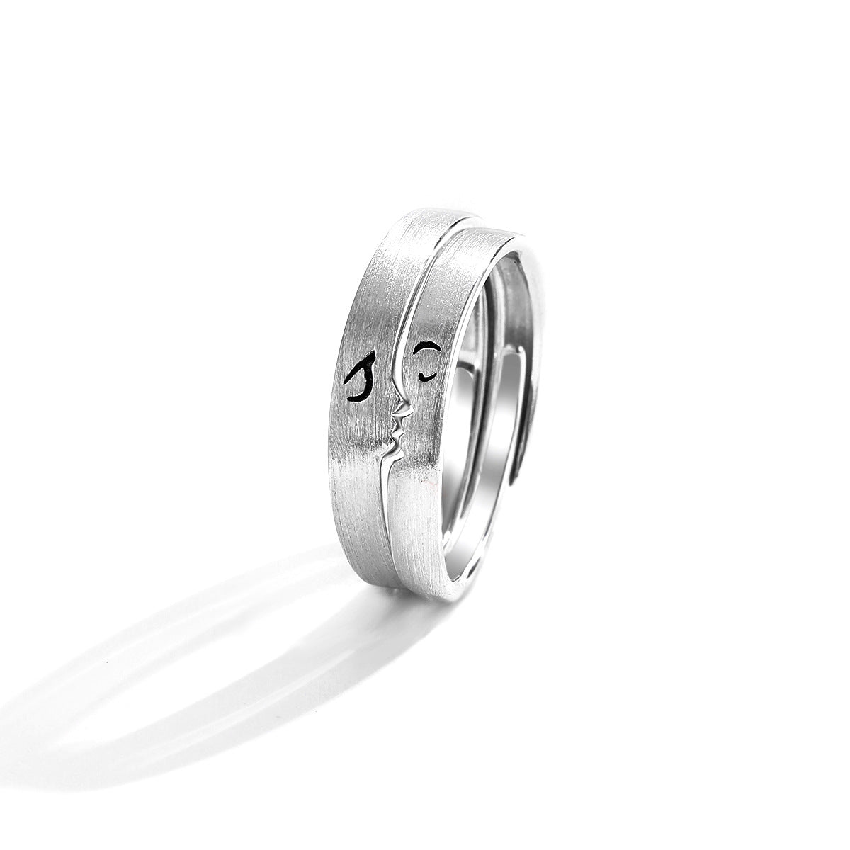 Planderful One Kiss Love Couple Ring Men Women Pair Sterling Silver Tide Niche Design Holiday Gifts