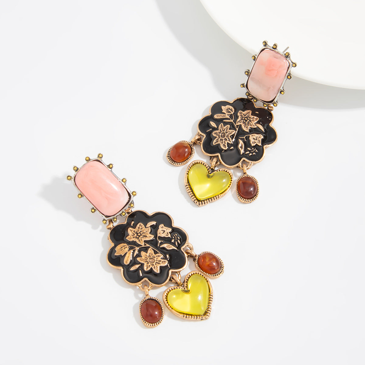 Planderful Vienna Verve Floral Gem Fringed Earrings For Boho Retro Ethnic Style Lovers Statement Ear Jewelry