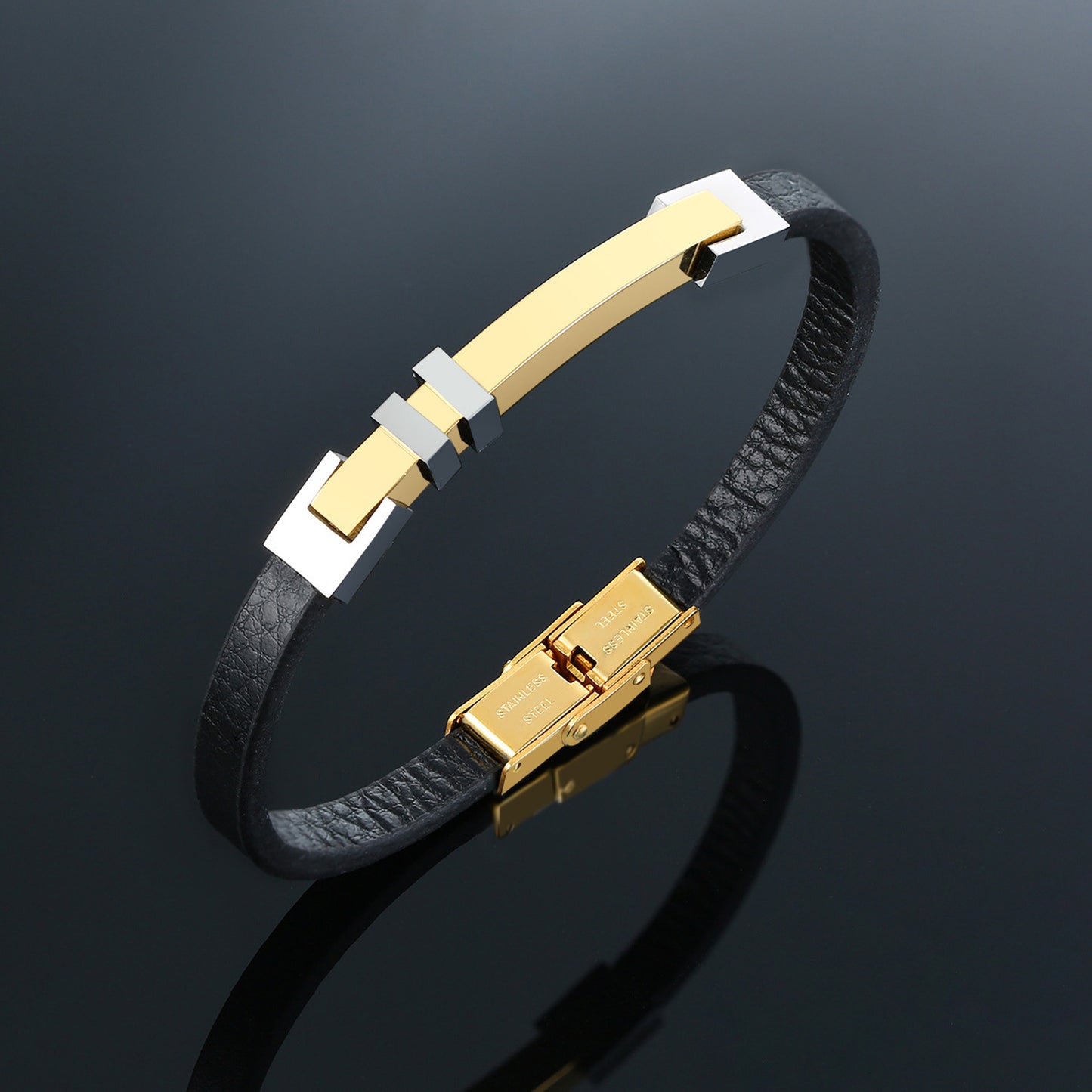 Cross-Border European and American Fashion Personalized Stainless Steel Curved Bracelet Gold for Men