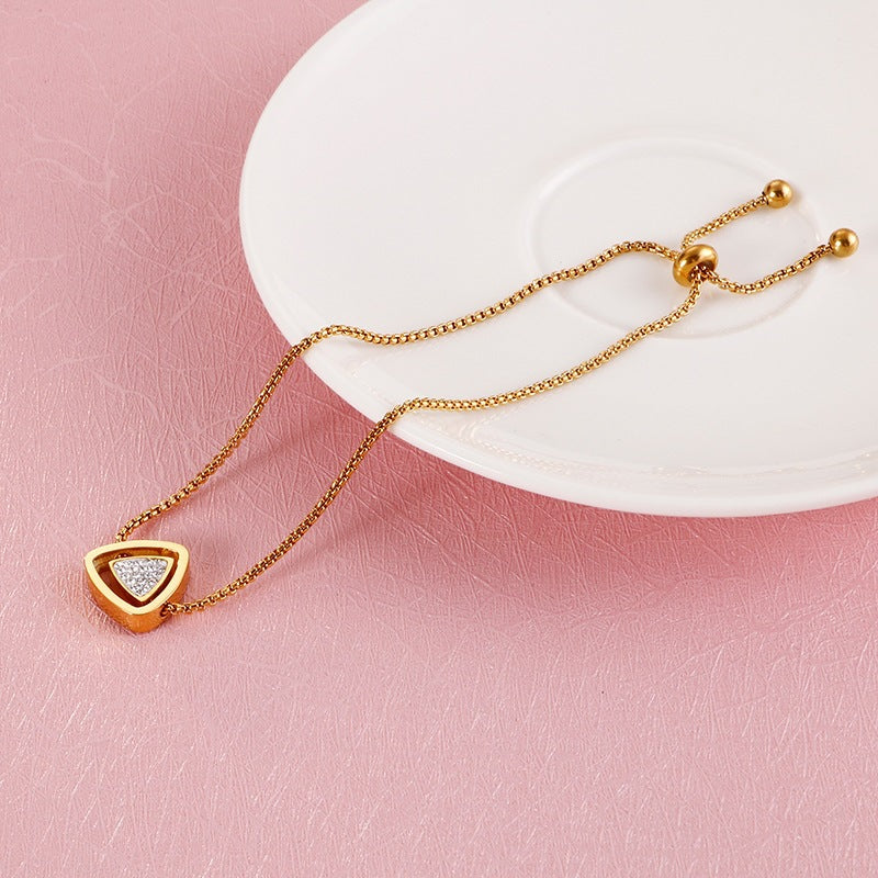 Daily Commuting Minimalist Stainless Steel Geometric Zircon Bracelet Square Pearl Chain