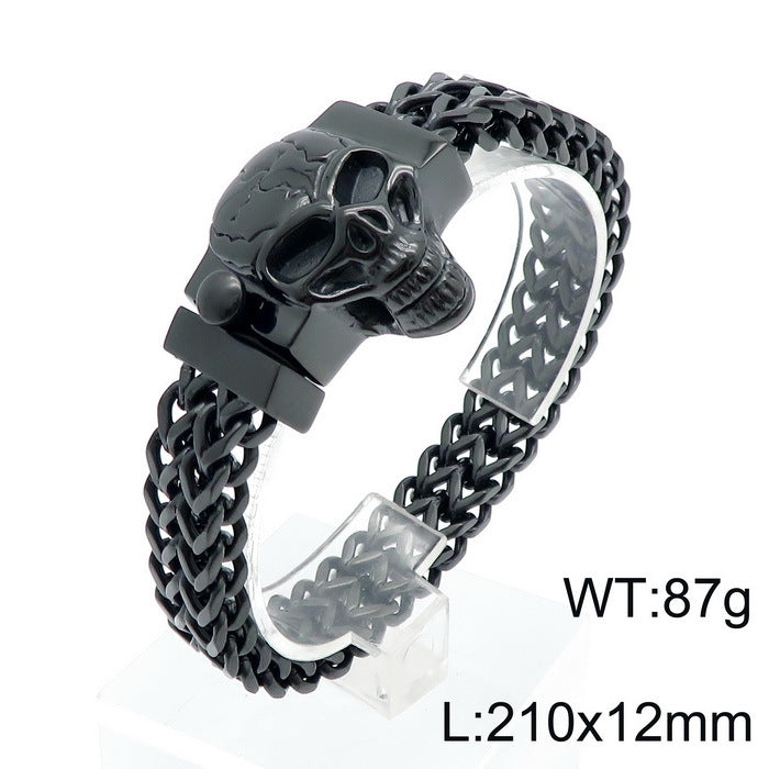 Bold Skull Lion Head Men's Titanium Steel Bracelet