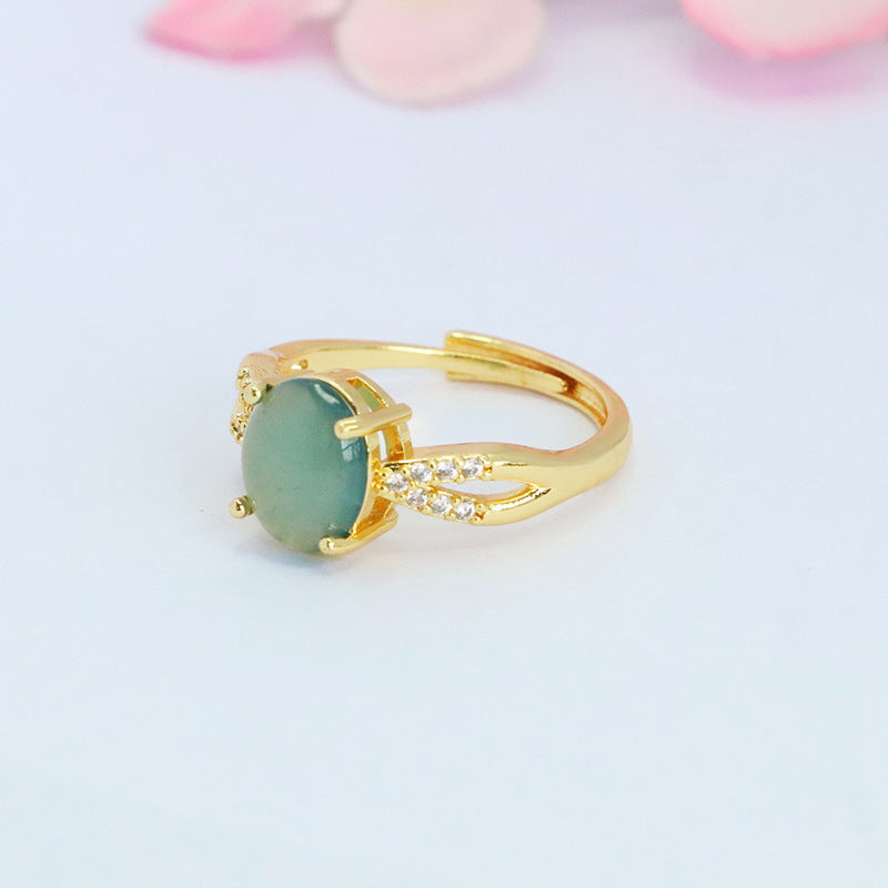Blue Water Jadeite Double-Hoop 8*10 mm Ring