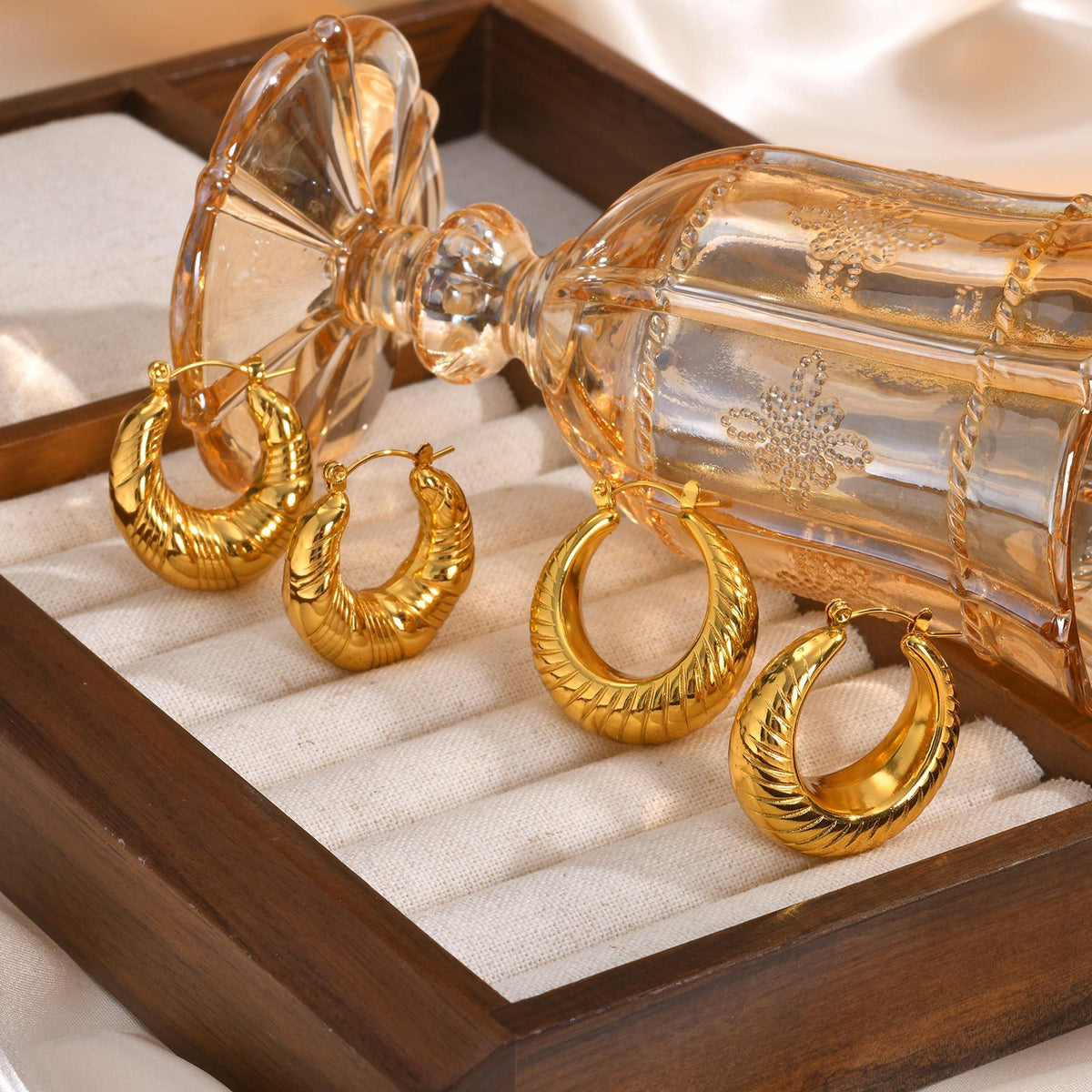 Gold-Tone Stainless Steel Earrings — Modern Design