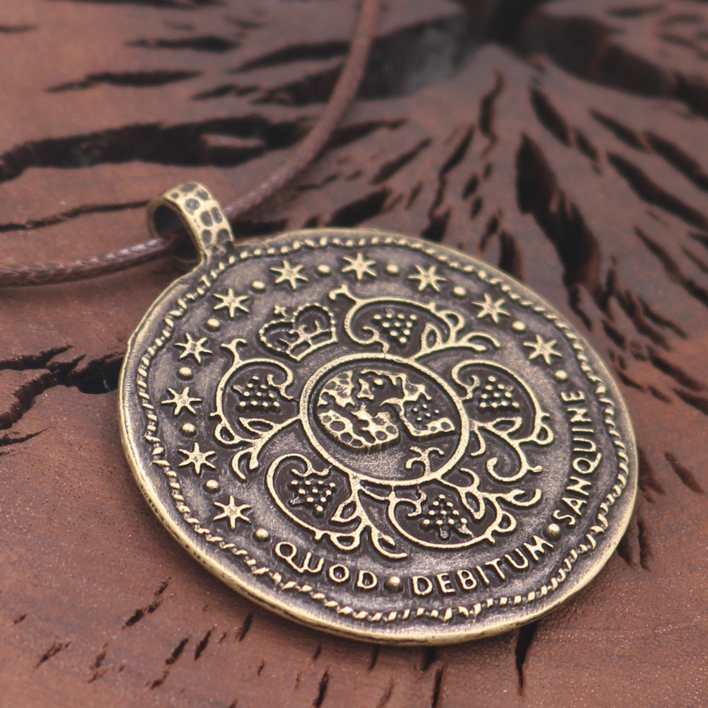 Retro Skull Pendant with Crown Rune Talisman Necklace - Norse Legacy Collection