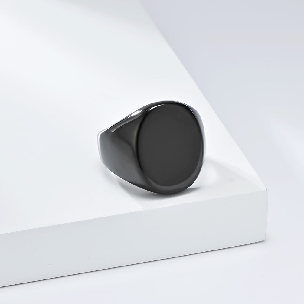 Planderful Tungsten Ring For Men Gold Oval Seal Durable Modern Everyday Fashion For Everyday Style