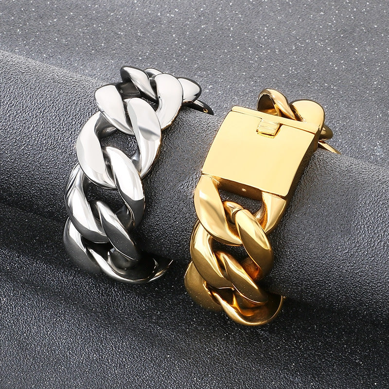 Titanium Steel – Vacuum Plating 30mm Design Cuban Chain Stainless Bracelet