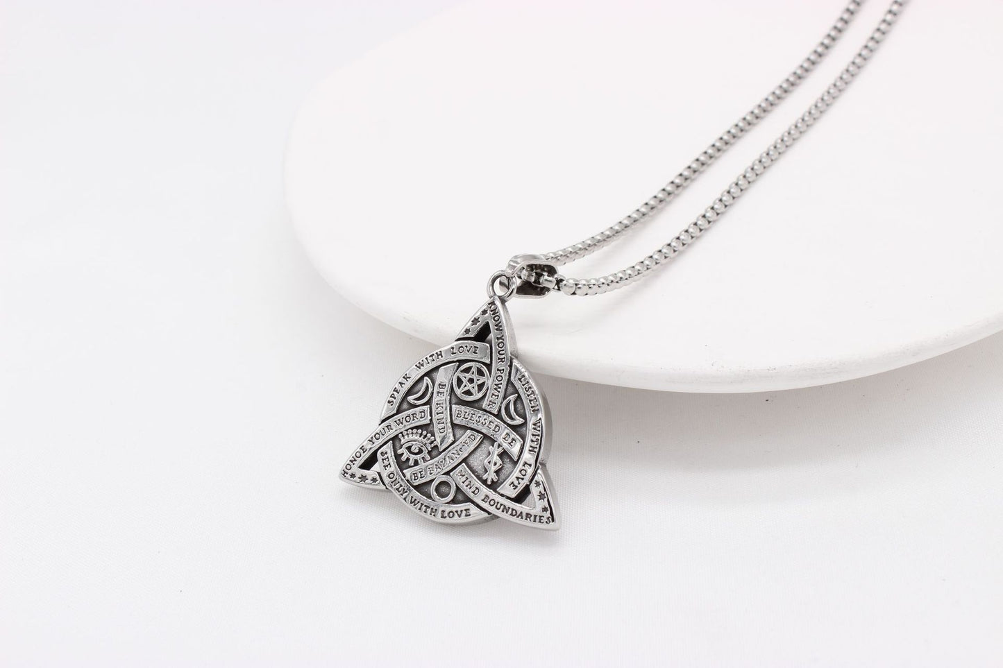 Titanium Steel Viking Triangle Pendant Star Moon Unisex Protection Necklace Planderful Bold