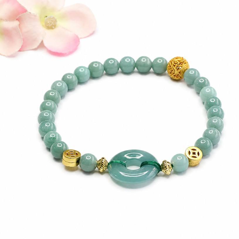 Blue Water Jadeite Classic 5.8 mm Beaded Bracelet