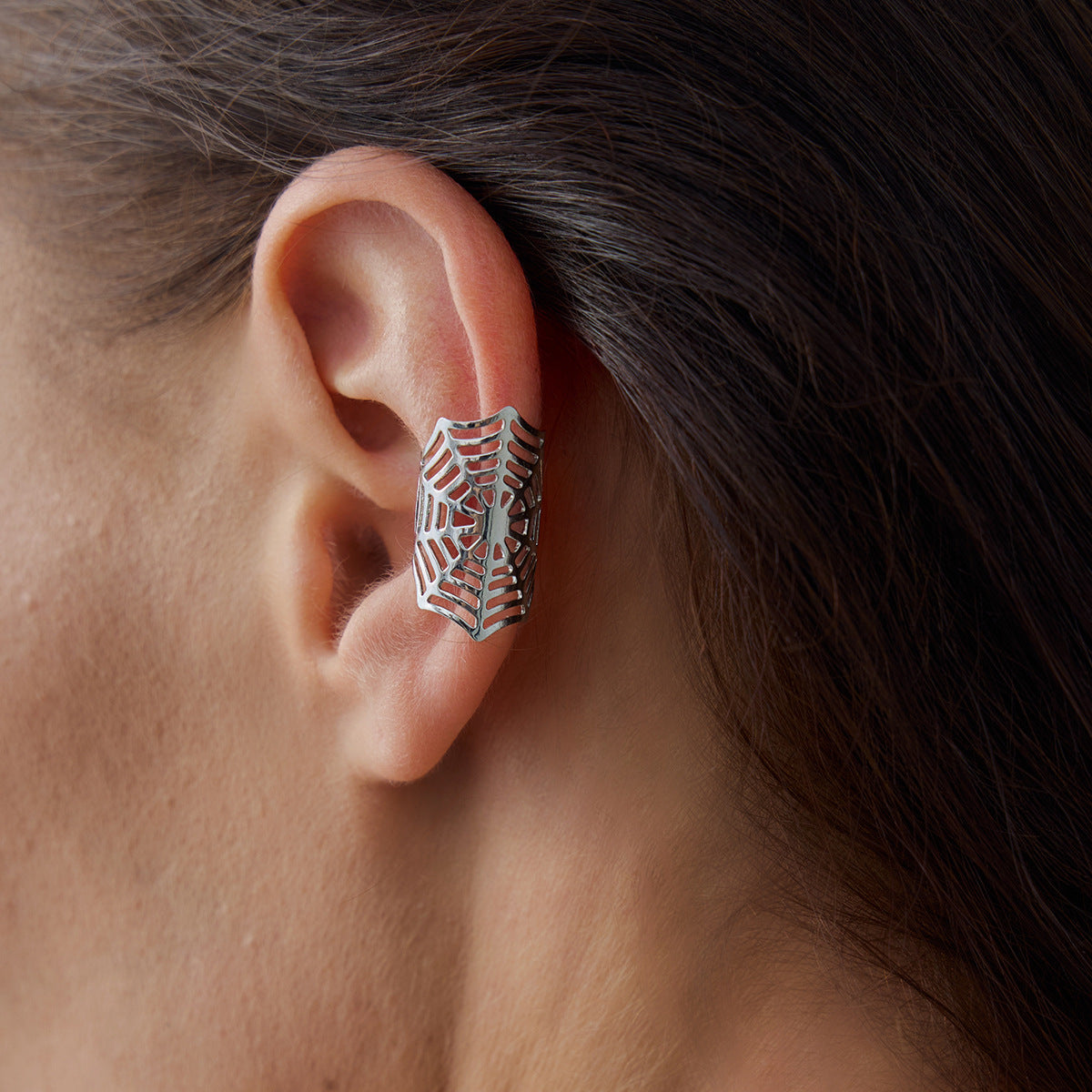 Gothic Ear Clip Earrings Bone Clip By Planderful Vienna Verve Halloween Spider Web Punk Jewelry For Alternative Fashion