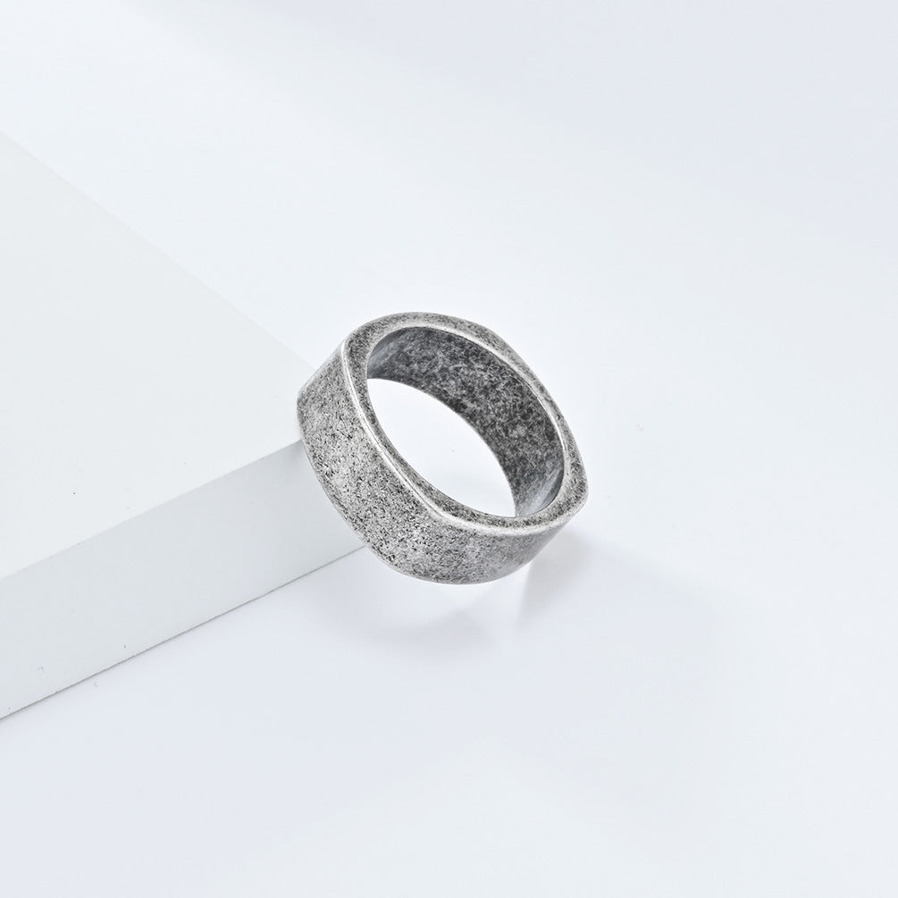 INS Neutral Simple Square Titanium Steel Ring for Men