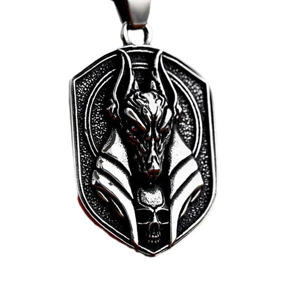 Stainless Steel Egyptian Anubis Necklace – Titanium Steel Wolf Head Pendant