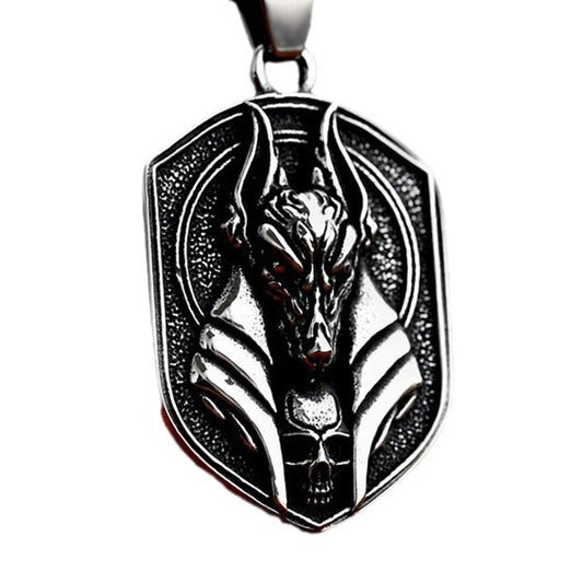 Stainless Steel Egyptian Anubis Necklace – Titanium Steel Wolf Head Pendant