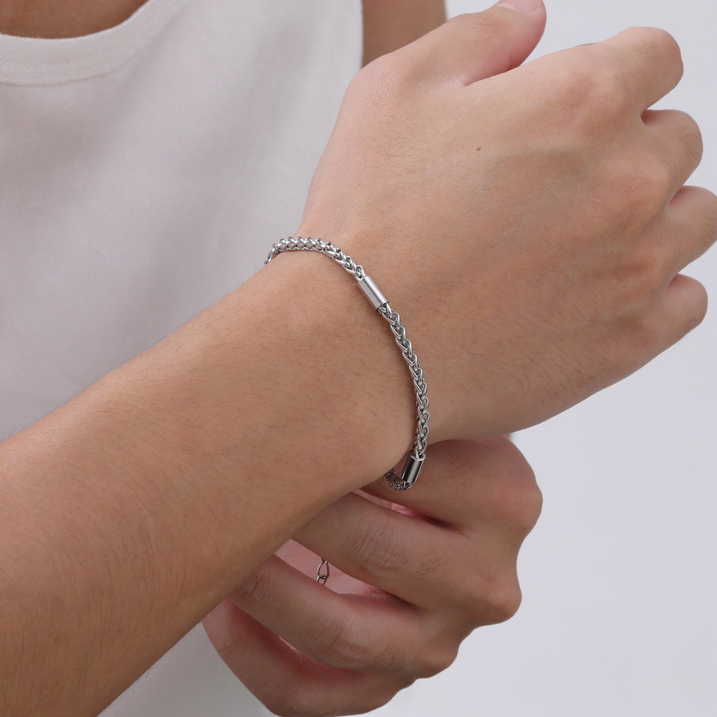 Stainless Steel Flower Basket Chain Round Tube Bracelet Steel Personality Jewelry Men