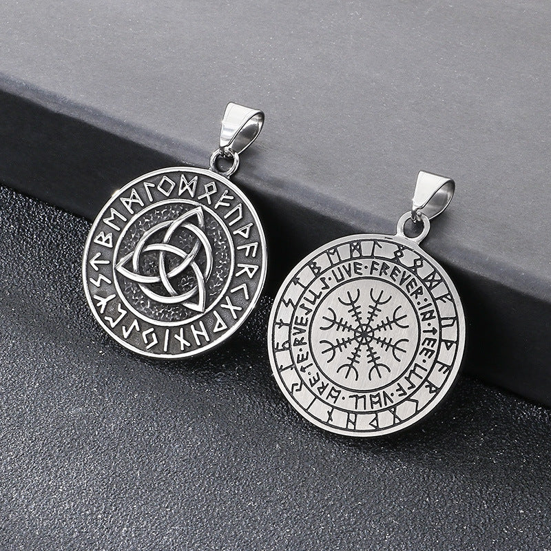 Planderful Men Double Sided Nordic Rune Pendant Titanium