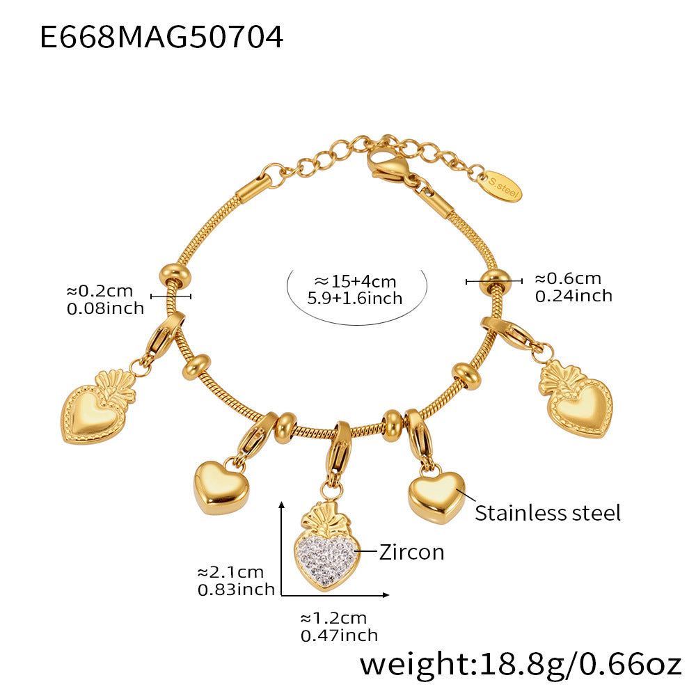 Planderful Tree Of Life Zircon Bracelet Women Stainless Gold