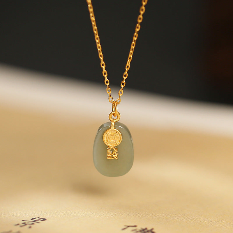 Fairy S925 Silver Necklace with Jade Gem Detail