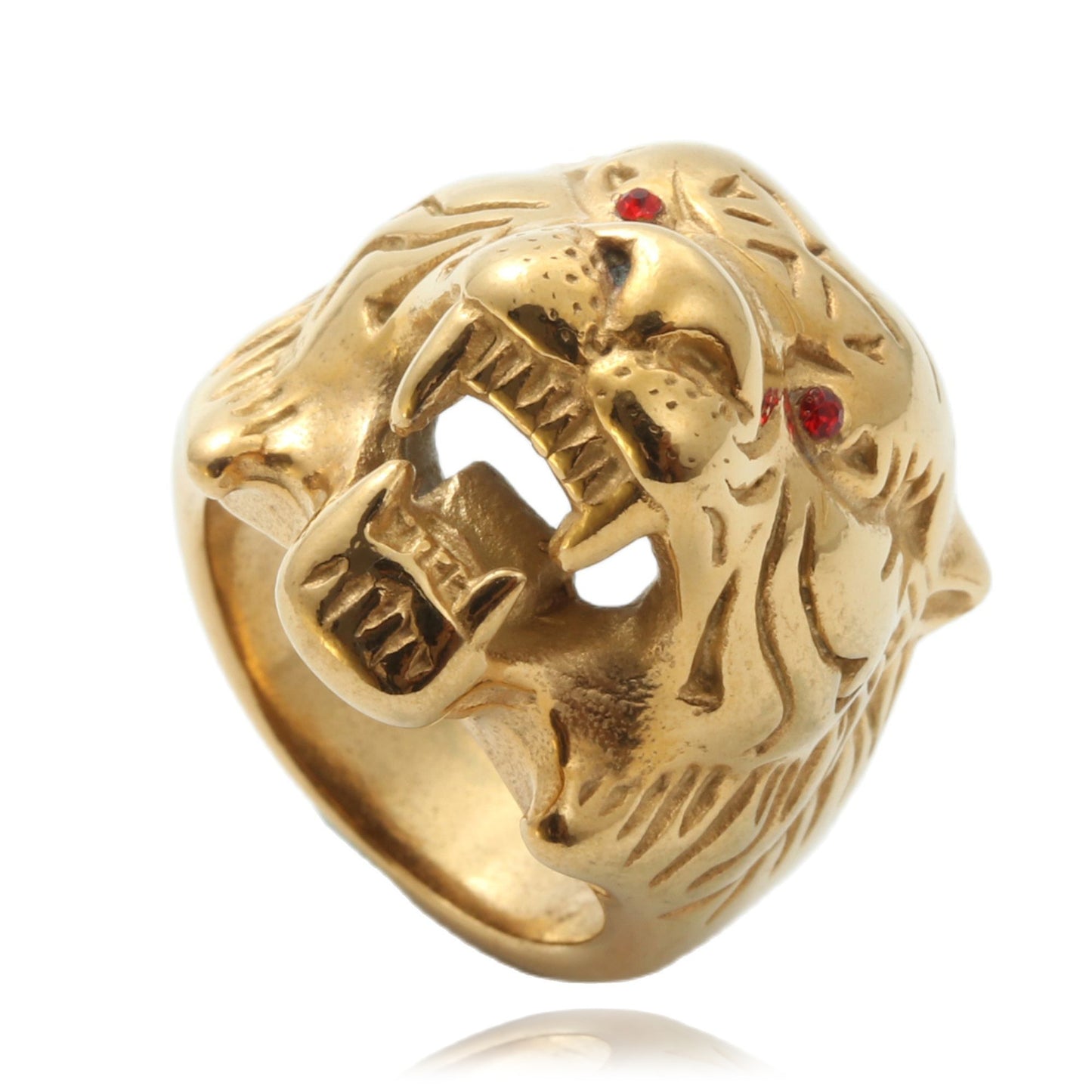 Punk-Inspired Titanium Steel Tiger Ring for Men - Retro Animal Design in Stainless Steel