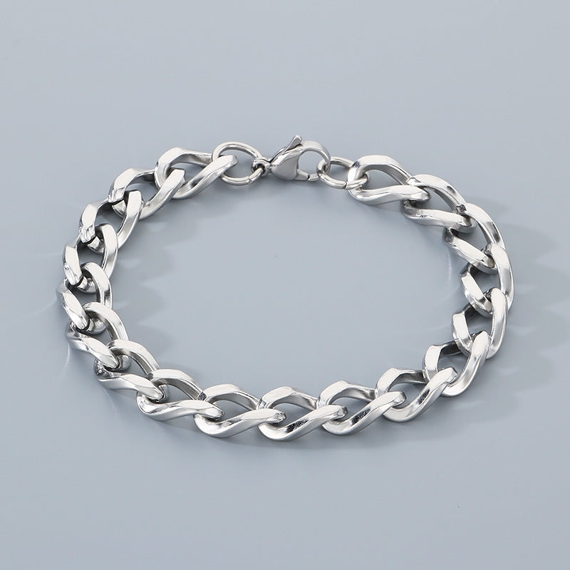 Planderful Unisex Titanium Cuban Bracelet 18K Gold Plated