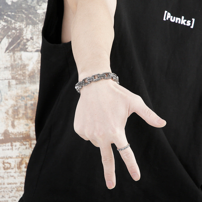 Geometric Pattern Titanium Steel Bracelet For Boyfriend Gift