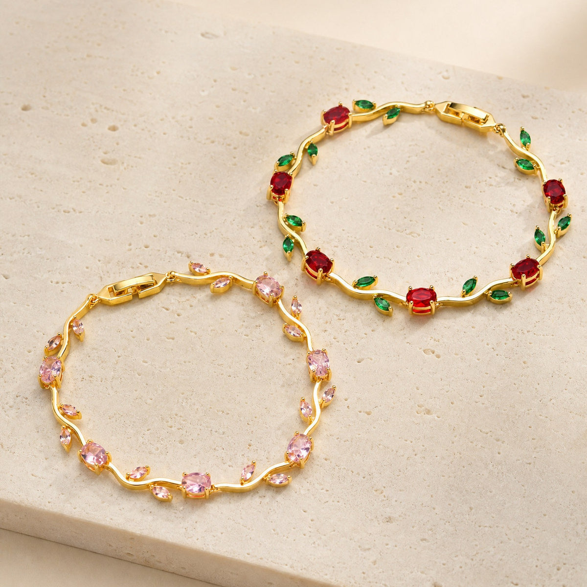 Flower Rose Zircon Copper Bracelet